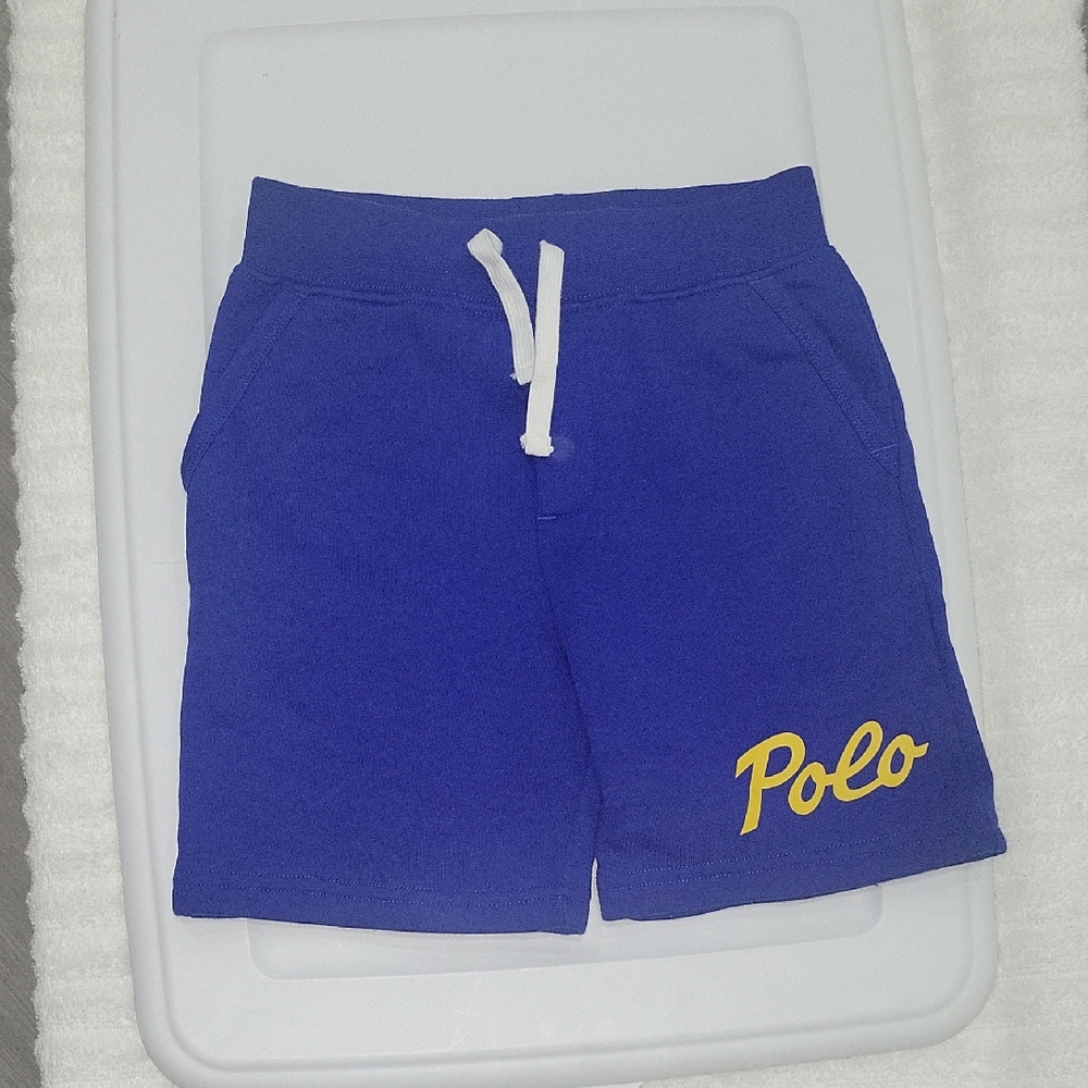 Polo by Ralph Lauren Kids Blue Knit Shorts with Yellow Logo